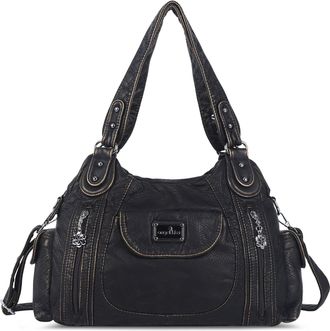 Angel Kiss Womens Handbags, Shoulder Bags, Washed Leather Handbag, Multi-pocket Handbag, Hobo Bag