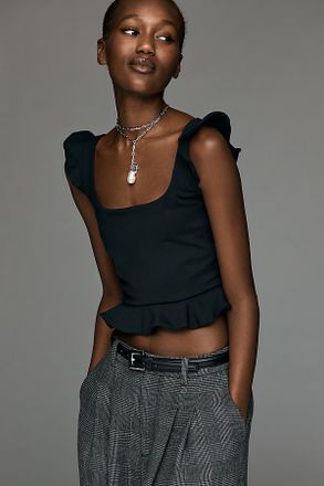 Susana Monaco Flutter-Trim Crop Top