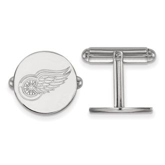 Diamond2Deal Sterling Silver Rhodium-plated Detroit Red Wings Cuff Links