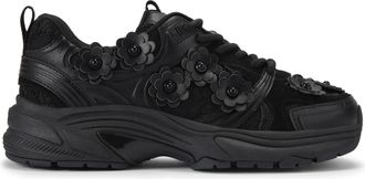 Kurt Geiger Womens Lexie Flower Sneakers - Black - Size UK 5