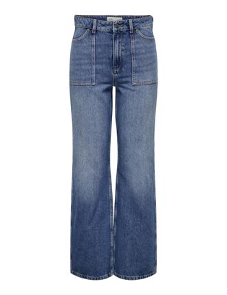 Jacqueline de Yong JdY Womens Maya High Waist Wide Jeans DNM Noos, Blue-3, S / 32L