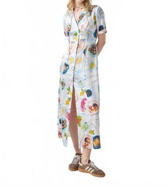 Lingua Franca Lampi Button Dress In Lunch