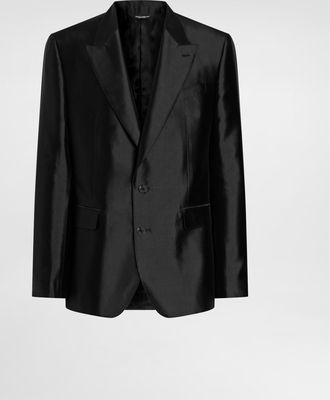 Dolce & Gabbana Sicilia Light Single-breasted Mikado Silk Jacket - Man Suits And Blazers Black Silk 46