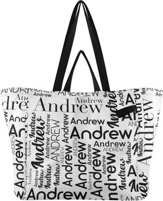 Generic Custom White pattern Reusable Canvas Tote Bag, Heavy Duty Grocery Shopping Bag with Large Capacity Hard Bottom Double Handles Work Groceries Travel