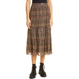 BA&SH Gellio Metallic Midi Skirt in Kaki at Nordstrom, Size Large