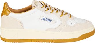 Autry White Medalist Low Wom Mustard Sneakers