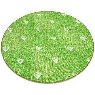 RugsX Rugsx - Carpet for kids hearts circle Jeans, vintage childrens - green green round 200 cm