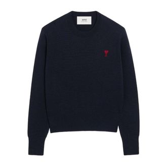 Ami Round-neck Knitwear, female, Blue, Size: XL Ami de Coeur Crewneck Sweater