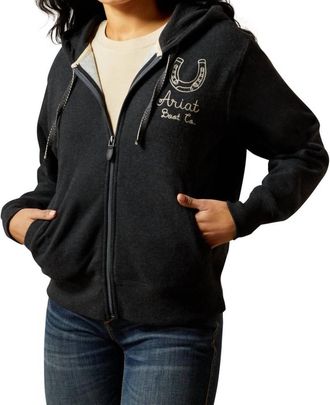Ariat Stitched Full Zip Hoodie In Charcoal Heather