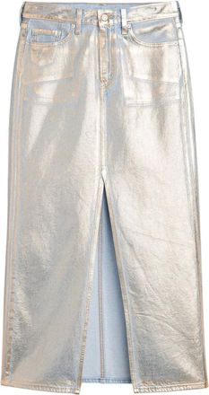 Levi's zip-fly logo-patch midi skirt - Silver