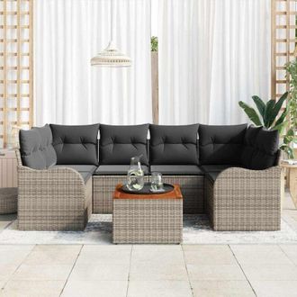 vidaXL Conjunto De Sof&aacute; De Jard&iacute;n 7 Pcs Gris Vidaxl