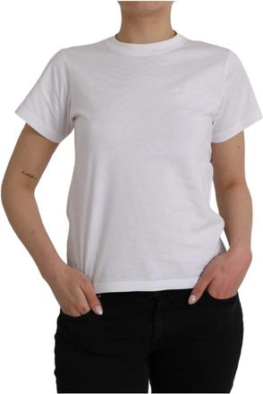 Balenciaga Cotton Crew Neck T-shirt met korte mouwen - Dames - T-shirts - Wit - S - Katoen - Tops
