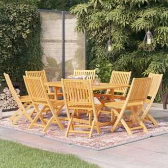 vidaXL Conjunto De Comedor De Jard&iacute;n 9 Piezas Madera Maciza De Teca Vidaxl