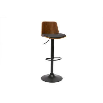 Miliboo Miliboo - Taburete De Bar Regulable En Madera Oscura Y Poliuretano Negro Doa