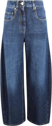 Brunello Cucinelli Authentic Denim Wide Broeken - Dames - Loose Fit Jeans - Blauw - S - Denim - Jeans
