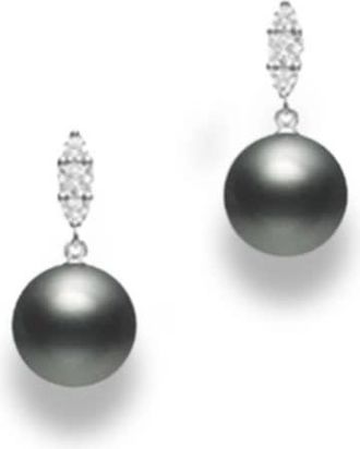 Mikimoto Morning Dew Black South Sea Cultured Pearl and Diamond Earrings - MEA10328BDXW