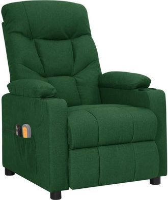 vidaXL Sill&oacute;n De Masaje El&eacute;ctrico Tela Verde Oscuro Vidaxl