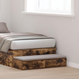 Berkfield Home Smoked Oak Bed Drawers - 90 x 36.5 x 16.5 cm - Made of Engineered Wood in Brown