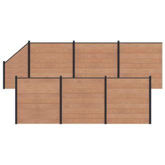 vidaXL Panel De Valla 7 Pcs Wpc Y Aluminio Marr&oacute;n Vidaxl