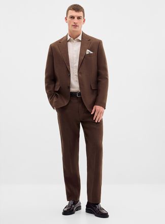 Selected Mens 100% linen chocolate pant Regular fit