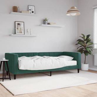 vidaXL Sof&aacute; Cama Con Colch&oacute;n Terciopelo Verde Oscuro 80x200 Cm Vidaxl