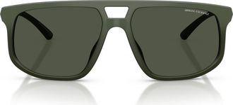 A|X Armani Exchange 58mm Polarized Pilot Sunglasses in Matte Green /Dark Green Polar at Nordstrom