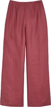 Faithfull The Brand Syna Wide-leg Linen Trousers - Dark Pink - S (UK8-10 / S)