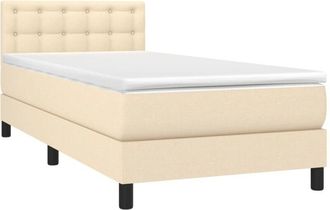 vidaXL Cama Box Spring Colch&oacute;n Y Luces Led Tela Crema 100x200 Cm Vidaxl