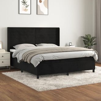 vidaXL Cama Box Spring Con Colch&oacute;n Terciopelo Negro 160x200 Cm Vidaxl