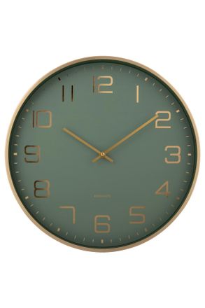 Karlsson Wanduhr, Hellgr&uuml;n, Goldfarben, Metall, 40x40x4.2 cm, Dekoration, Uhren, Wanduhren