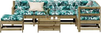 vidaXL Juego De Muebles Jard&iacute;n 8 Pzas Y Cojines Madera Pino Impregnada Vidaxl