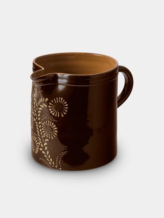 Poterie d'&Eacute;vires Flowers Hand-Painted Ceramic Straight-Edge Medium Jug