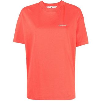 Off-white Womens Bookish Casual Red T-Shirt Cotton - Size Small