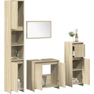 vidaXL Set Mobili da Bagno 4 pz Rovere Sonoma in Legno Multistrato - Vidaxl