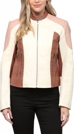 Fate Color Block Faux Leather Jacket In Brown