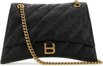 Balenciaga Black Leather Medium Crush Shoulder Bag