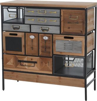 Hhg [nunca Usado] C&oacute;moda De Farmacia Hhg-588, Armario Alto Con Cajones, Estilo Industrial Vintage/shabby, Madera Y Metal, 85 X 84 X 36 Cm