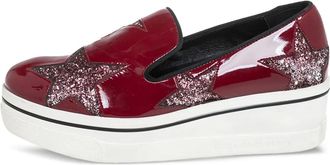 Stella McCartney Sneakers in pelle verniciata con plateau - Rosso