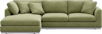Castlery Hamilton Chaise Sectional Sofa Left Facing Customized, (Washed Chenille) Moss, Machine Washable, Removable Covers for Sofas, Green, Castlery