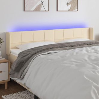 vidaXL Cabecero Con Led De Tela Crema 163x16x78/88 Cm Vidaxl