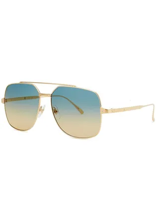 Cartier Cartier Santos De Cartier Gold-tone Aviator-style Sunglasses