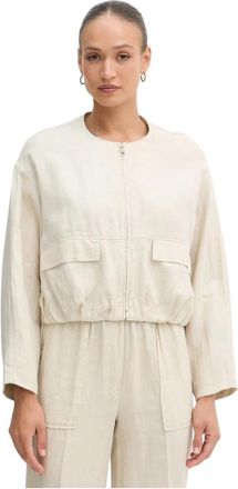Benetton Linnen Jas - Dames - Zomerjassen - Beige - L - Linnen - Jassen