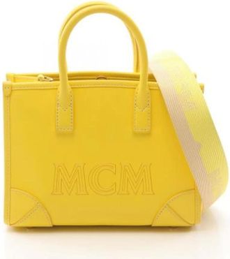 MCM Pre-owned Handbags, female, Yellow, Size: ONE SIZE Pre-owned Leather shoulder-bags