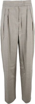 Twin-Set Beige High-Waisted Pants With Pleated Design And Wide Leg