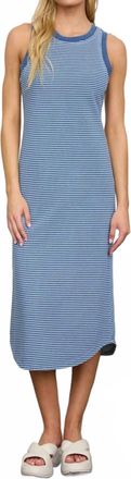 J.O.A. Washed Stripe Sleeveless Tank Knit Midi Dress In Denim