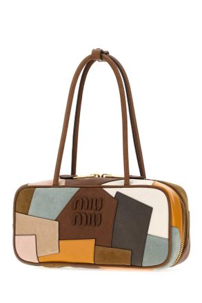 Miu Miu Womens Multicolor Leather And Suede Shoulder Bag Rovere Borse A Mano