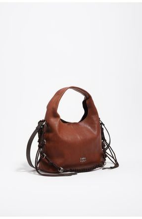 Bimba & Lola Leather Plaited Handle Paper Bag in Dark Tan at Nordstrom