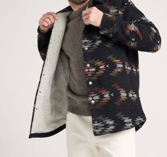 Pendleton Wyeth Falls Cotton Chamois Sherpa-Lined Shirt Jacket In Black