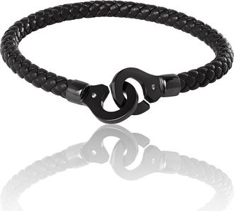 Lucky Brand Braided Leather Bracelet with Matte Black Hook Clasp at Nordstrom