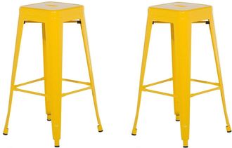 Beliani Conjunto de 2 sillas de bar metal amarillo
